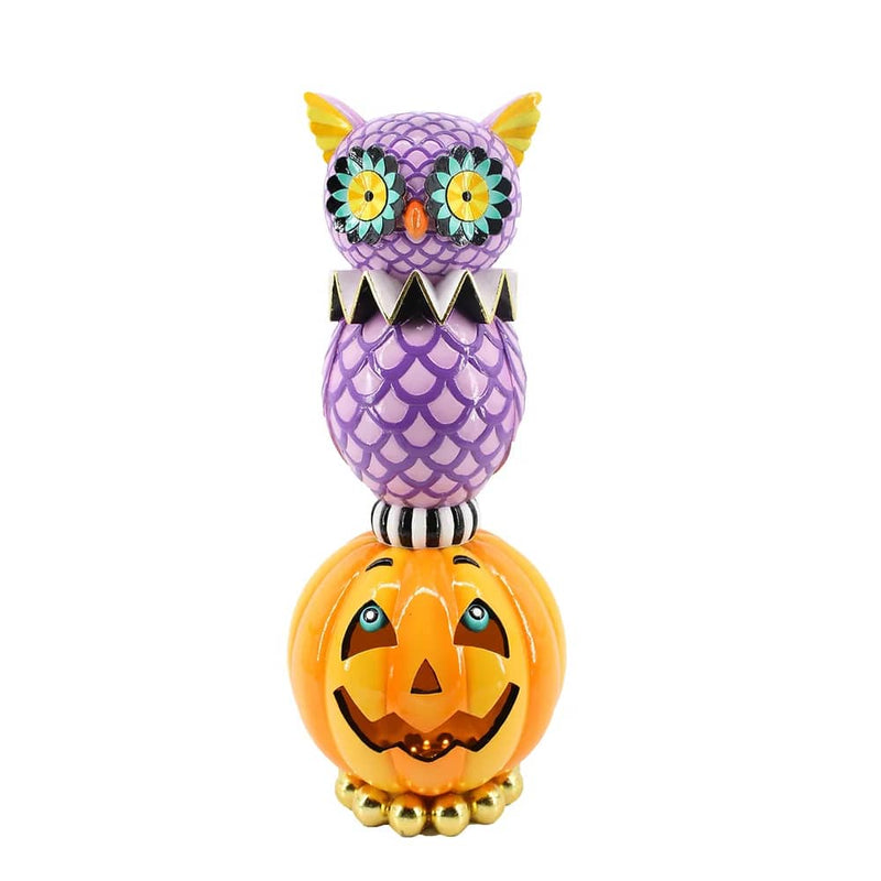 Quirks! Halloween, Seasonal Decor Halloween Carnival Purple Owl standing on Pumpkin Decor by December Diamonds