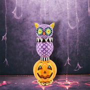 Quirks! Halloween, Seasonal Decor Halloween Carnival Purple Owl standing on Pumpkin Decor by December Diamonds