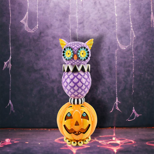 Quirks! Halloween, Seasonal Decor Halloween Carnival Purple Owl standing on Pumpkin Decor by December Diamonds