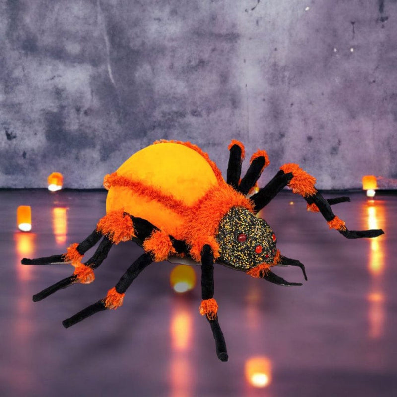Quirks! Halloween, Seasonal Decor Large LED Lighted Eyes Orange Spider Display by December Diamonds