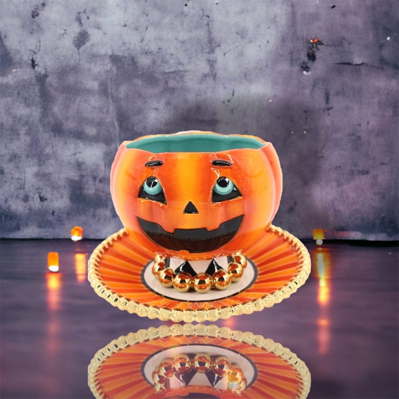 Quirks! Halloween, Seasonal Decor Set of 2 Pumpkin Bowl and Plate by December Diamonds