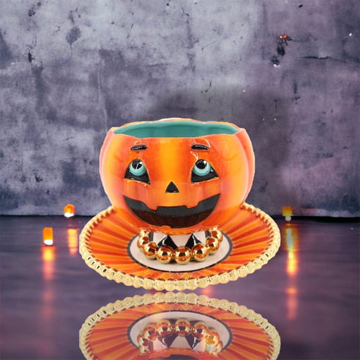 Quirks! Halloween, Seasonal Decor Set of 2 Pumpkin Bowl and Plate by December Diamonds