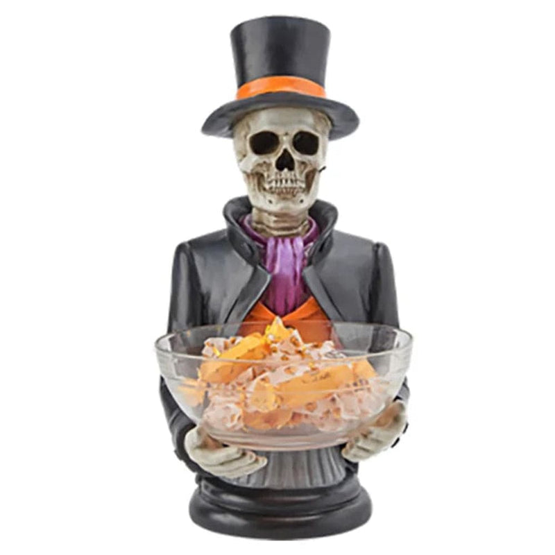 Quirks! Halloween, Seasonal Decor Skeleton Bust With Candy Bowl Display by December Diamonds