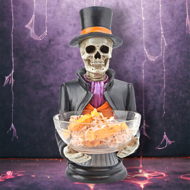 Quirks! Halloween, Seasonal Decor Skeleton Bust With Candy Bowl Display by December Diamonds