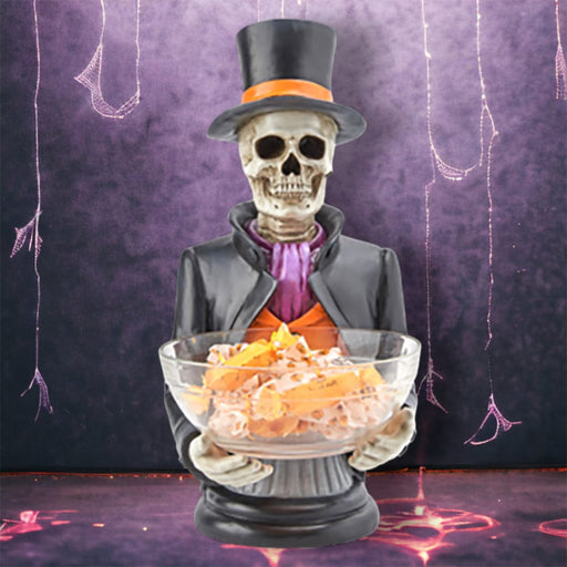 Quirks! Halloween, Seasonal Decor Skeleton Bust With Candy Bowl Display by December Diamonds
