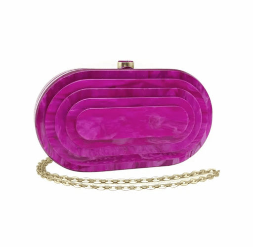 Quirks! Handbag Art Deco Acrylic Oval Clutch Handbag-Rose