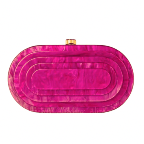 Quirks! Handbag Art Deco Acrylic Oval Clutch Handbag-Rose