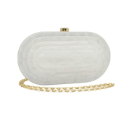 Quirks! Handbag Art Deco Acrylic Oval Clutch Handbag-White