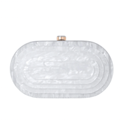 Quirks! Handbag Art Deco Acrylic Oval Clutch Handbag-White