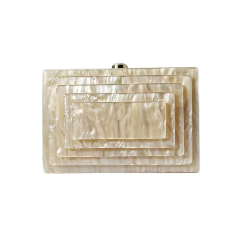 Quirks! Handbag Art Deco Acrylic Rectangular Clutch Handbag-Cream