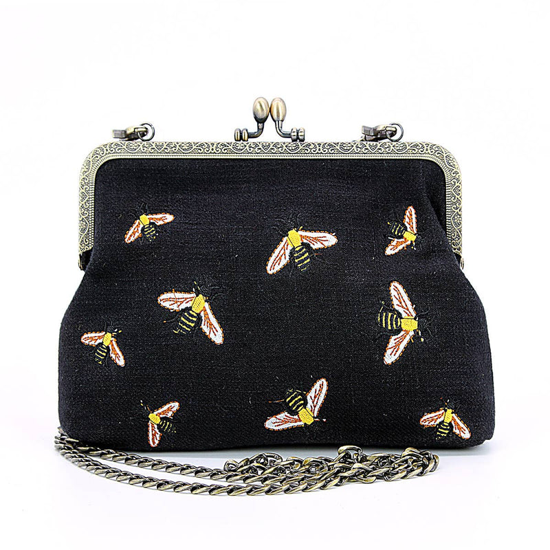 Quirks! handbag Bees Kisslock Handbag: Black