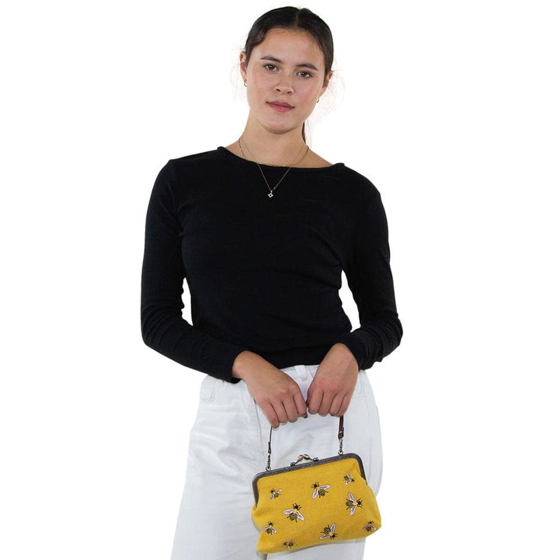 Quirks! handbag Bees Vintage Kisslock Handbag : Yellow