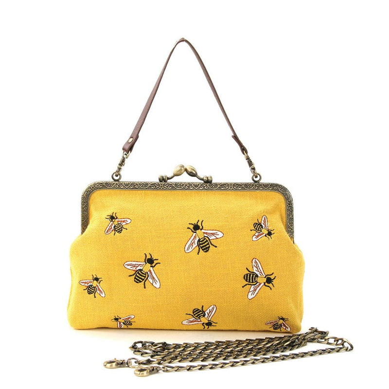 Quirks! handbag Bees Vintage Kisslock Handbag : Yellow