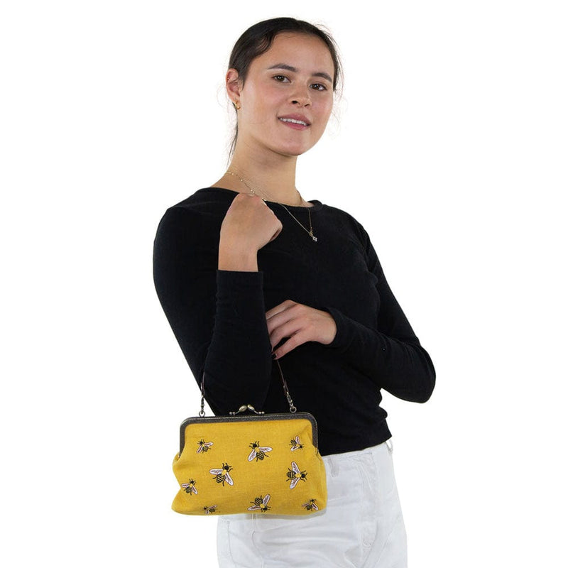 Quirks! handbag Bees Vintage Kisslock Handbag : Yellow