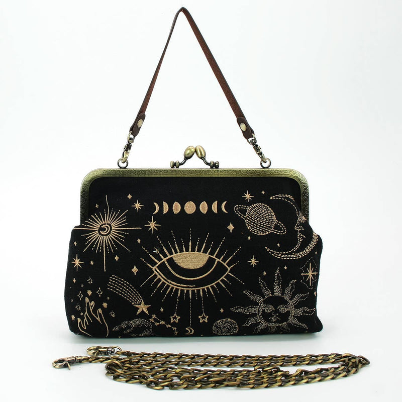 Quirks! handbag Celestial Kisslock Handbag in Linen Blend Material
