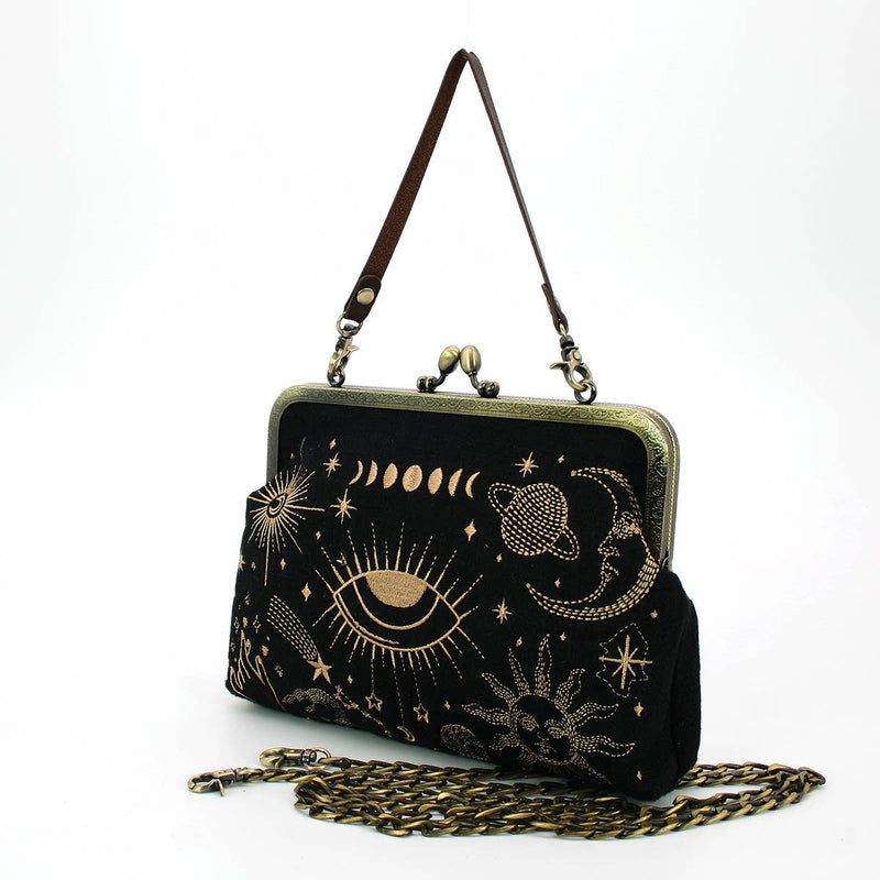 Quirks! handbag Celestial Kisslock Handbag in Linen Blend Material