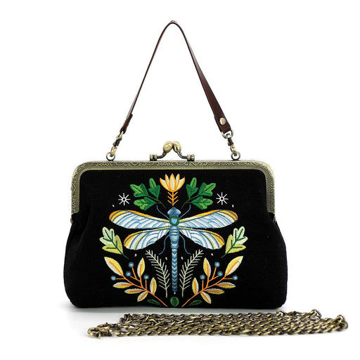 Quirks! handbag Dragonfly Vintage Kisslock Handbag: Black