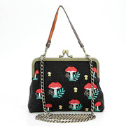Quirks! handbag Mushrooms Kisslock Frame Handbag in Cotton: Black