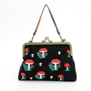 Quirks! handbag Mushrooms Kisslock Frame Handbag in Cotton: Black