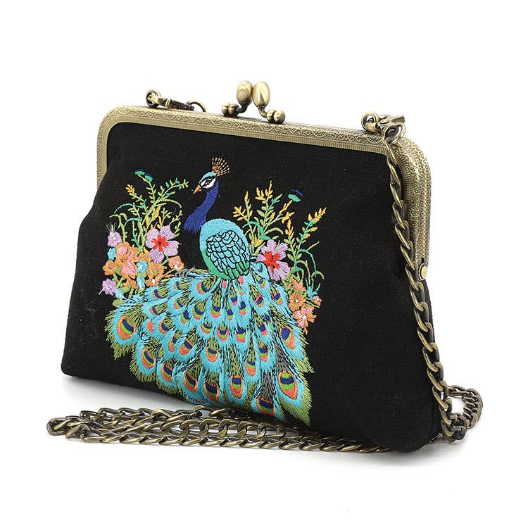 Quirks! Handbags Peacock Embroidered Kisslock Bag