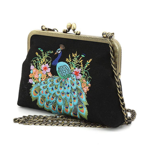 Quirks! Handbags Peacock Embroidered Kisslock Bag