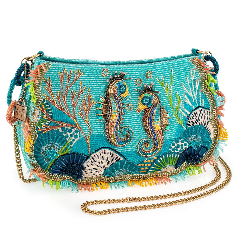 Quirks! Handbags Reef Rider Beaded Beaded Seahorse Crossbody Shoulder Handbag