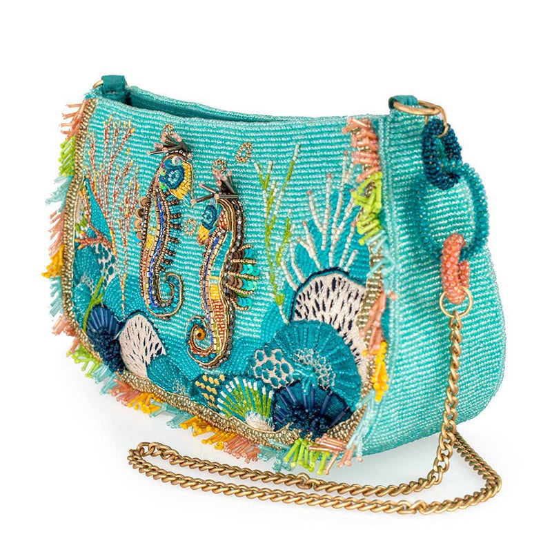 Quirks! Handbags Reef Rider Beaded Beaded Seahorse Crossbody Shoulder Handbag