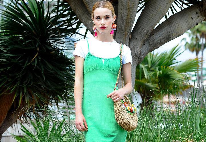 Quirks! Handbags Straw Bag with Acrylic Tropical Flowers by Laliblue