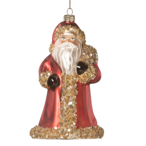 Quirks! Holiday Ornaments 7" Blown Glass Santa w/ Sequins Ornament by Bethany Lowe Designs