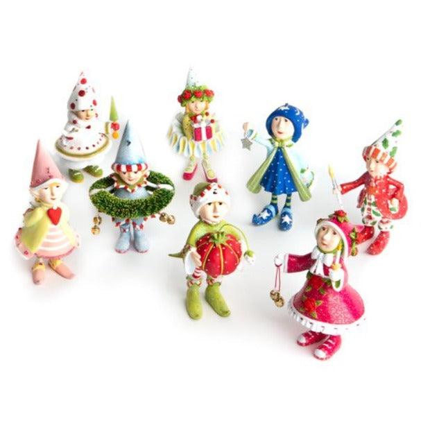 Quirks! Holiday Ornaments Dash Away Elves Mini Ornament Set/8 by Patience Brewster
