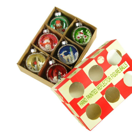 Quirks! Holiday Ornaments Vintage Diorama Glass Christmas Ornaments Set of 6