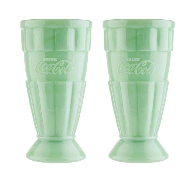 Quirks! jadeite Coca-Cola Jadeite Malt Tumbler, 16 oz Set of 2, Jadeite Glass