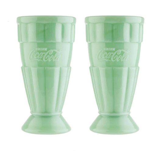 Quirks! jadeite Coca-Cola Jadeite Malt Tumbler, 16 oz Set of 2, Jadeite Glass