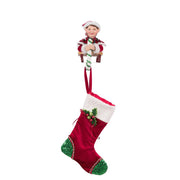 Quirks! Katherine's Collection, Christmas Laying Elf on Sled Stocking Holder by Katherine's Collection