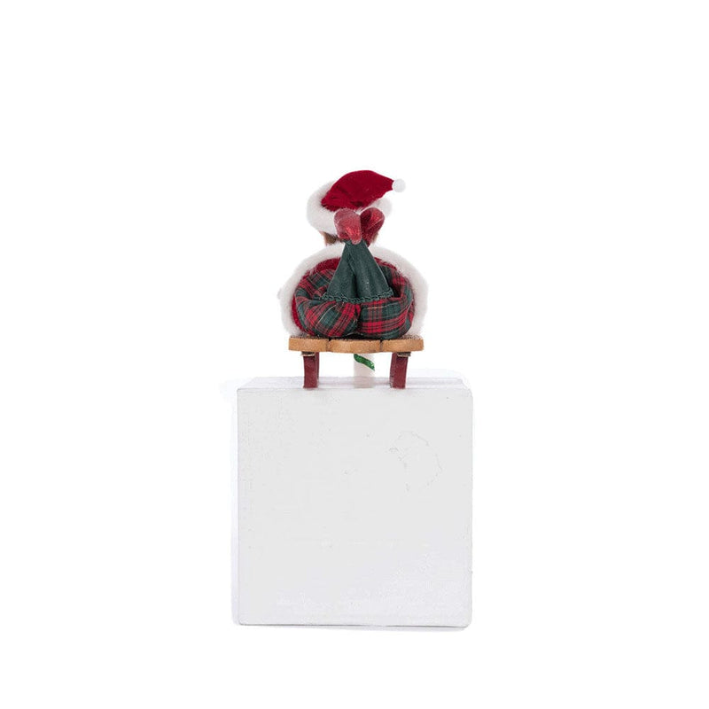 Quirks! Katherine's Collection, Christmas Laying Elf on Sled Stocking Holder by Katherine's Collection