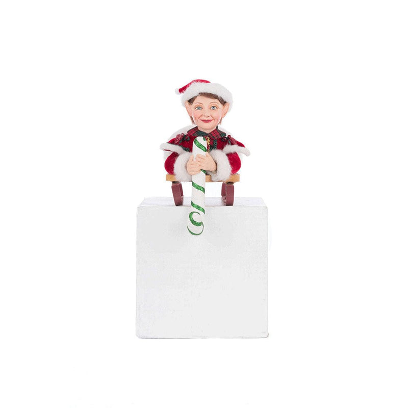 Quirks! Katherine's Collection, Christmas Laying Elf on Sled Stocking Holder by Katherine's Collection
