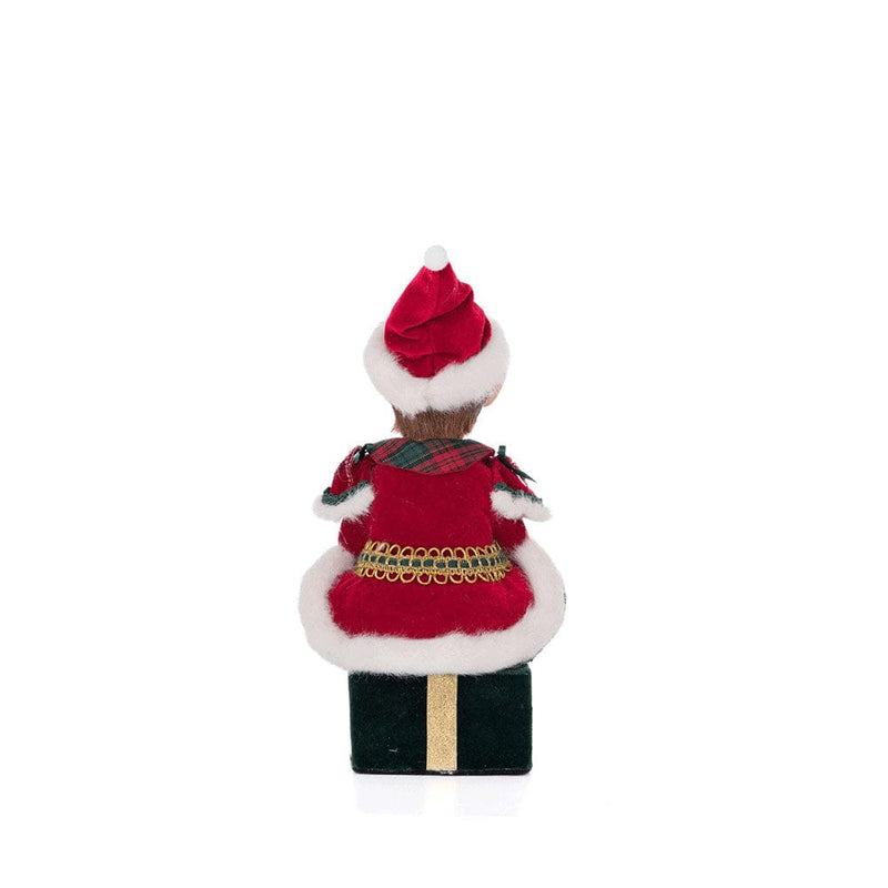 Quirks! Katherine's Collection, Christmas Sitting Elf With Giftbox Stocking Holder by Katherine's Collection