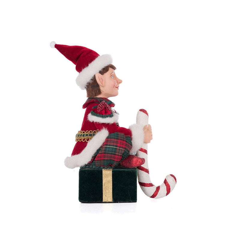 Quirks! Katherine's Collection, Christmas Sitting Elf With Giftbox Stocking Holder by Katherine's Collection