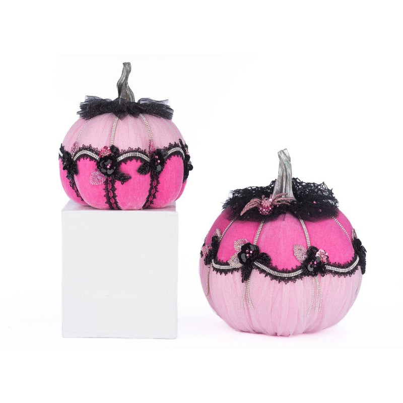 Quirks! Katherine's Collection Halloween, Halloween, Seasonal Decor Pink Passion Floral Pumpkins Set of 2 by Katherine's Collection