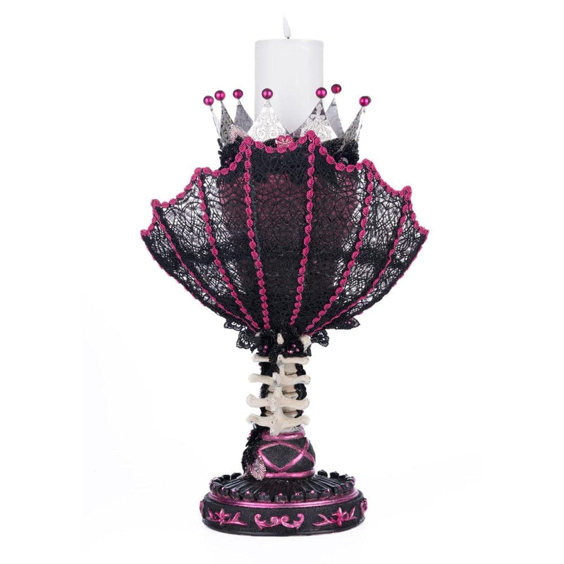 Quirks! Katherine's Collection Halloween, Halloween, Seasonal Decor Pink Passion Skull Pillar Candle Holder by Katherine's Collection
