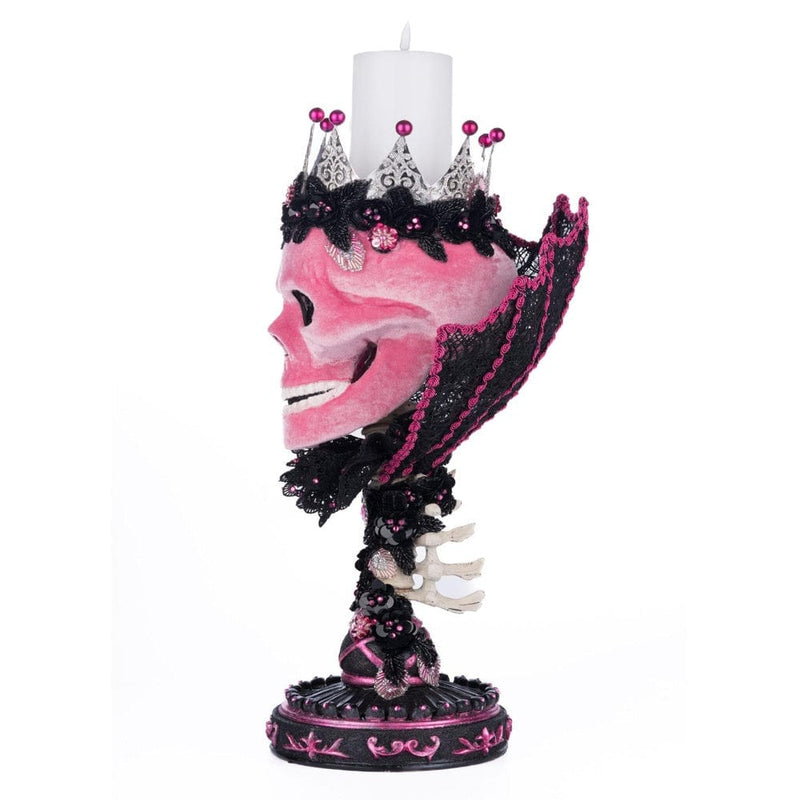 Quirks! Katherine's Collection Halloween, Halloween, Seasonal Decor Pink Passion Skull Pillar Candle Holder by Katherine's Collection