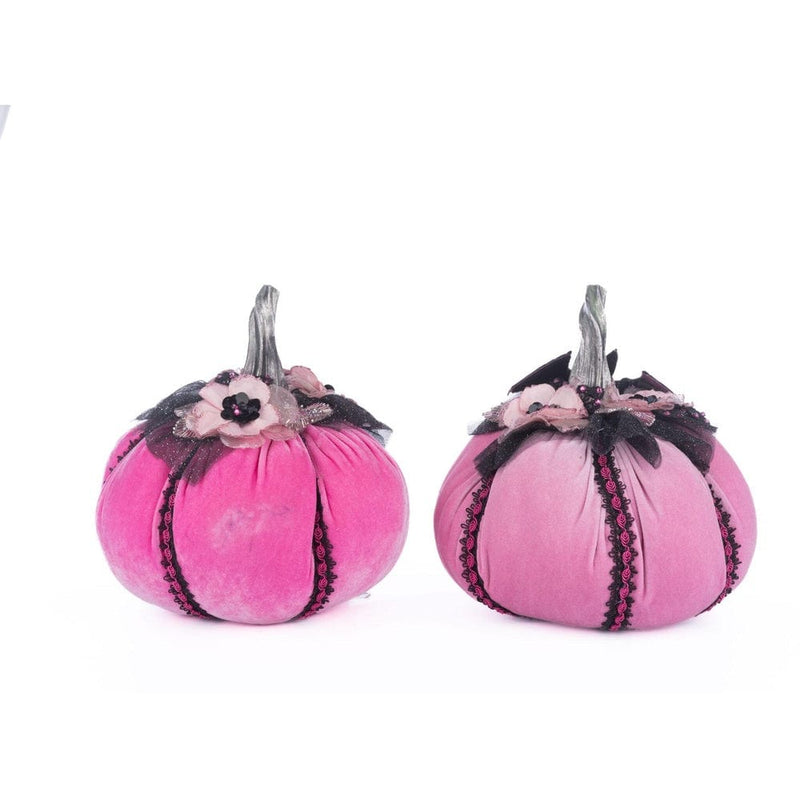 Quirks! Katherine's Collection Halloween, Halloween, Seasonal Decor Pink Passion Stuffed Pumpkins Set of 2 by Katherine's Collection