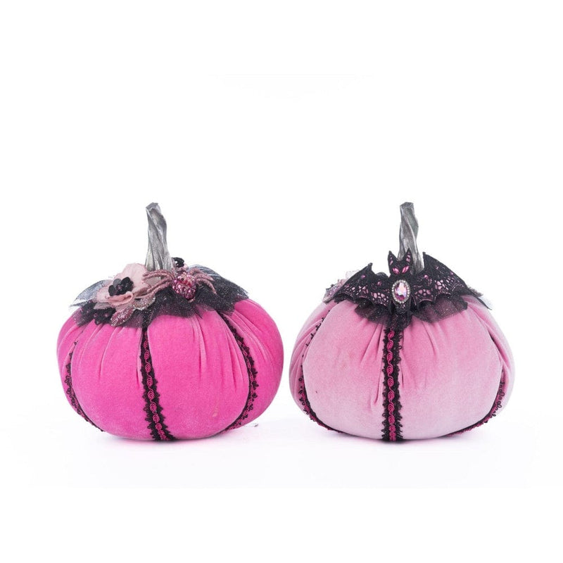 Quirks! Katherine's Collection Halloween, Halloween, Seasonal Decor Pink Passion Stuffed Pumpkins Set of 2 by Katherine's Collection