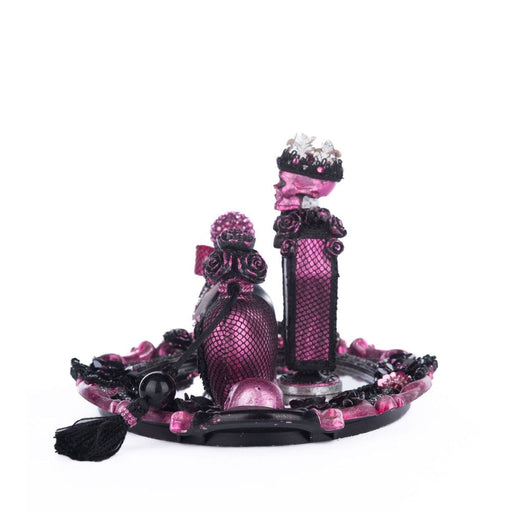 Quirks! Katherine's Collection Halloween, Halloween, Seasonal Decor Pink Passion Vanity Tray with Bottles Set by Katherine's Collection