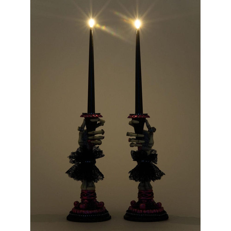 Quirks! Katherine's Collection Halloween, Halloween, Seasonal Decor Skeleton Hand Candle Sticks Set of 2 by Katherine's Collection