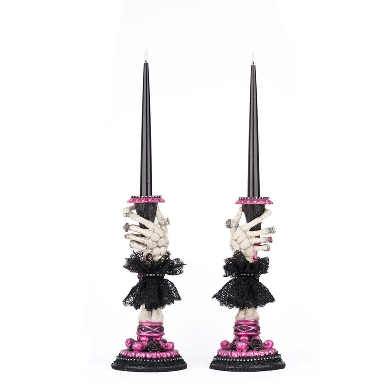 Quirks! Katherine's Collection Halloween, Halloween, Seasonal Decor Skeleton Hand Candle Sticks Set of 2 by Katherine's Collection