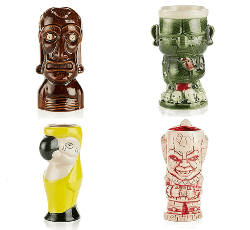 Quirks! Mugs Ceramic Hawaiian Luau Tiki Mug Set of 4