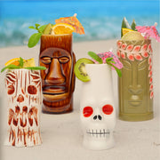 Quirks! Mugs Hand-Carved and Hand-Painted Tiki Mugs - Assorted Set of 8