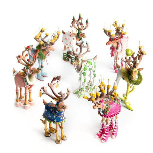 Quirks! Ornament Dash Away Mini Reindeer Ornament Set/8 by Patience Brewster