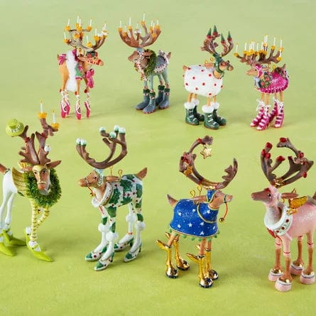 Quirks! Ornament Dash Away Mini Reindeer Ornament Set/8 by Patience Brewster